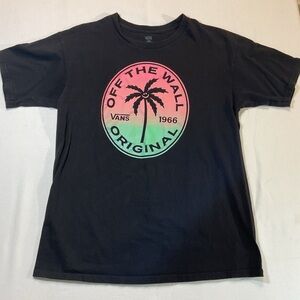Vans Men's Tropic Off the Walls Black Palm Tree T-Shirt, Size L Short Sleeve